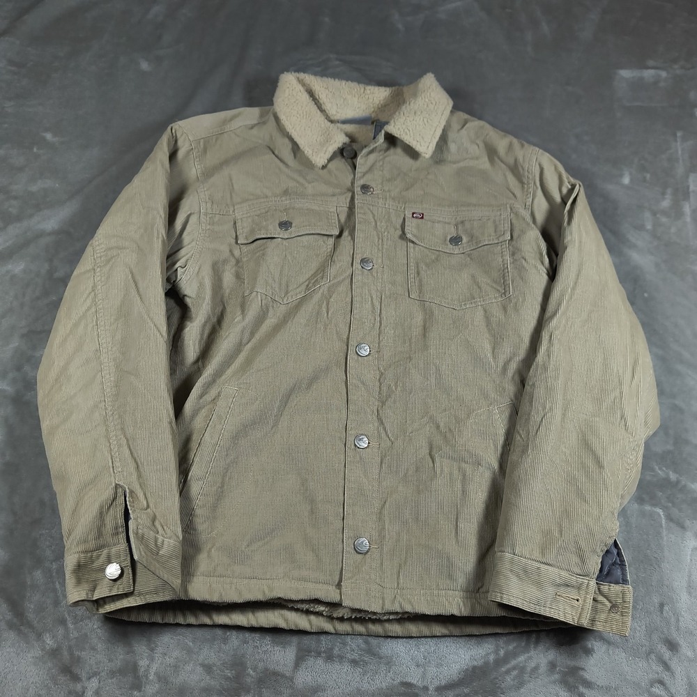 Vintage Quicksilver Trucker Jacket Men Large Corduroy Sherpa Lined Button Up Y2K